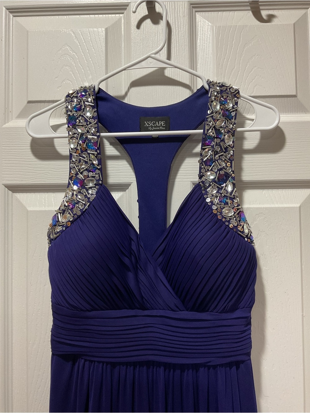 Beautiful Jeweled/Beaded Navy Blue Prom Gown full length